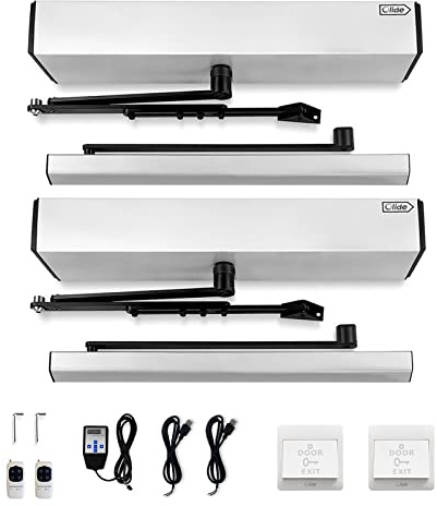 Olideauto Double Door Opener Swing Open Automatically,Electric Double Door Operator for Residential and Commercial Door,Dual Swing Doors Auto Open Simultaneously by 1PCS Hardwired Exit Button
