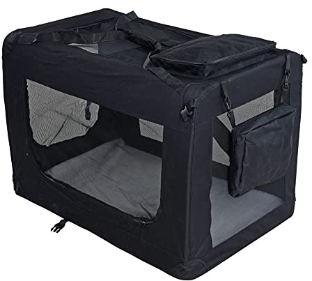 ESTEXO Hundebox Hundetransportbox Transportbox faltbar Reisebox Katzenbox Box Transporttasche Tier-Box Katzentransportbox Autobox (XXXL/Schwarz)