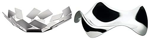 Alessi La Stanza Dello Scirocco Fruttiera, Metallo, Argento, 24.5X23.2X6.2 Cm & Blip Pg02 Posacucchiaio Di Design In Acciaio Inox, Lucido