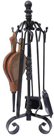 Serviteur/Garniture de cheminée Ensembles d'outils Pince à feu Pelle Brosse en Fer forgé Coloris Noir - Hauteur 72cm