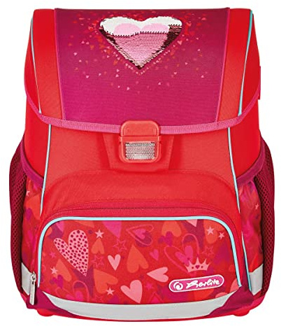 Herlitz® Schulrucksack Loop Jugend Schulranzen Rückentasche | Volumen 16L | Herren Damen Unisex Sportlich | Für Studenten Alltag | Geräumig Haltbar | Sweet Hearts, Rosa, Jugend