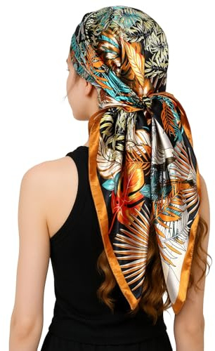 RIIQIICHY Head Scarf for Women Like Silk Satin Scarf for Hair Wrapping at Night Bandana Square Scarf for Sleeping 35 Inch