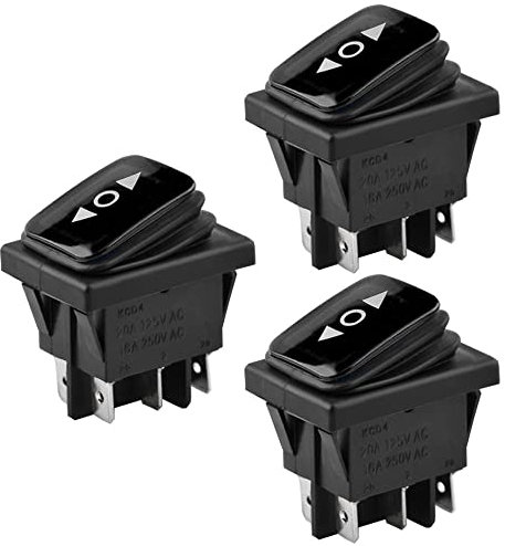 ETOPARS 3 Piezas Interruptor Basculante Redondo para Coche Negro 16A/250V 20A/125V Momentáneo Interruptor Palanca Botón Presión Impermeable 6Pin ON Off ON 3 Posiciones
