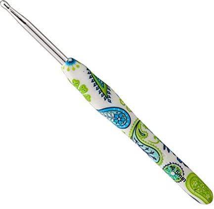 Coopay Häkelnadel 4,5 mm, 1 Stück Ergonomisch Häkelnadeln mit Solide Metall Häkeln und Gummigriff, Häkelnadeln Griff mit Schön Blume für Anfänger, Bequem TPR Griff Hakennadel für Arthritische Hände