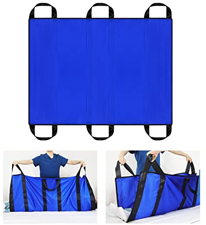 [LOSCHEN]Cuscino di posizionamento per il trasferimento del paziente, tavola per il trasferimento del paziente con maniglie, adatta per persone in sovrappeso, anziani e pazienti (blu 100 * 120 cm)