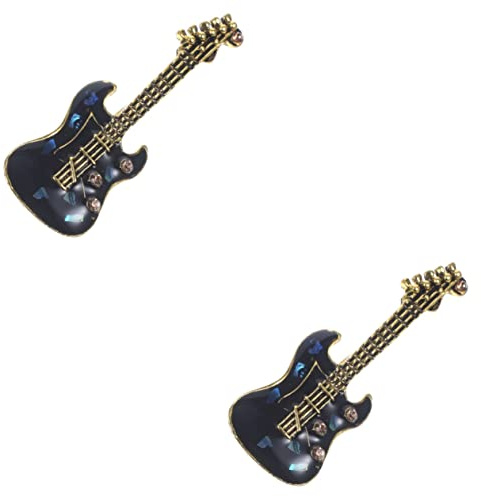 Milisten 2st Gitarrenbrosche Gitarren-brosche- Für Männer Festbrosche Geschenkt Gitarren-kleidungsbrosche Kristall-gitarren-brosche Violine Legierung Partei-emblem Metall Mann
