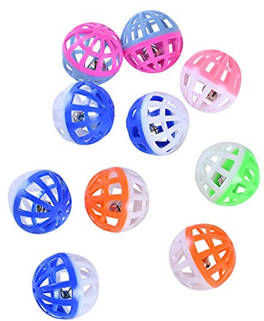 Rianpesn Hundespielzeugball,10 Stück Bälle mit Glöckchen Hundespielzeug | Leichtes, interaktives Haustierjagd-Rasselspielzeug zum Trainieren und Spielen
