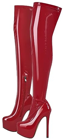 blingqueen Damen Stretch Boots Overknee Stiefel Plateau Stiletto High Heels Überknie