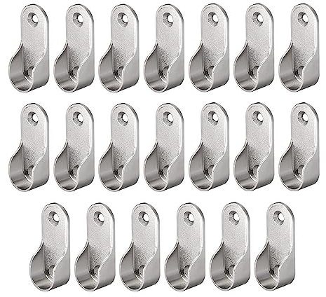 CLENEA Ovale Schrankstangen-Endstützen, Kleiderschrank-Stangenhalterung, passend for Stangendurchmesser 16,5 mm, 20 Stück