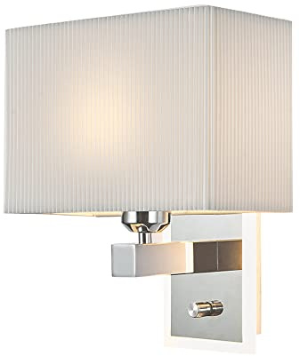 Applique murale classique en métal chromé, applique murale carrée en tissu avec interrupteur, luminaire de tête de lit LED E27, lampes de chevet for lecture, chambre à coucher, hôtel ( Color : Blanc )