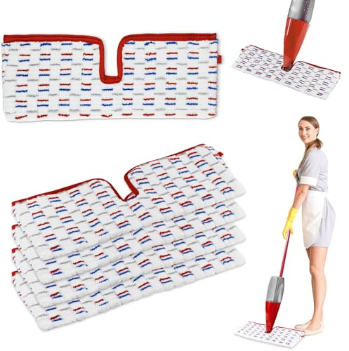 5 Stück für Vileda 1-2 Spraymax Sprühwischer Ersatzbezug, Wiederverwendbar für Vileda Wischmopp mit Sprühfunktion Bodenwischer, Waschbarer Wischbezug Mop Microfaser Reinigung Pads, für alle Bodenarten