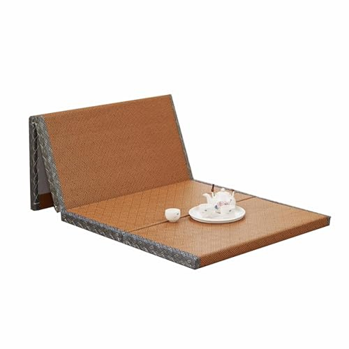 LINSGV Japanische Tatami-Matte, faltbare Futon, braunes Rushgras, Bodenmatte, ideal für Meditation, Yoga, Zen-Raum, japanischer Tränenraum (120 x 200 cm)