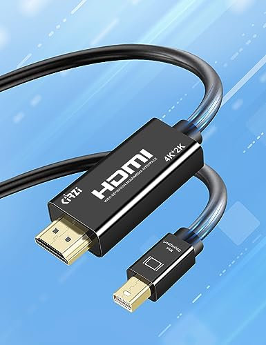 Kirzi 4K Mini DisplayPort to HDMI Cable 30ft UHD Thunderbolt to HDMI Cord, Mini DP to HDMI Compatible for MacBook Air/Pro, Surface Pro/Monitor/TV/Projector More