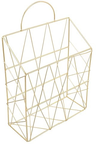 Zerodeko Goldener Aufbewahrungs Korb Aus Eisen Zeitschriften-regal Mit Haken Schreibtisch-organizer Für Kleinigkeiten Wandhalter Für Briefe Und Bücher