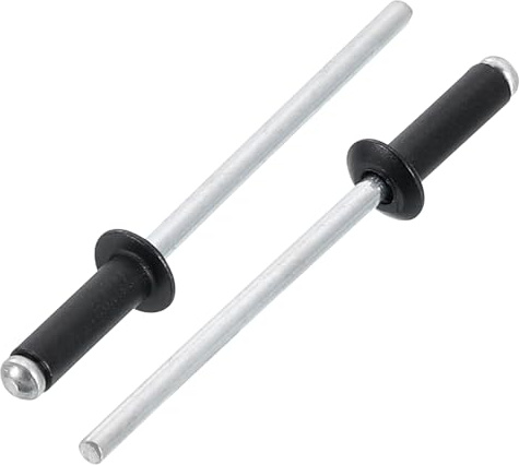 sourcing map 100 remaches ciegos de aluminio de 1/8 x 3/8 pulgadas, mango de aluminio y mandril de acero, remaches divididos largos de cabeza de cúpula para metal, muebles, automoción, color negro