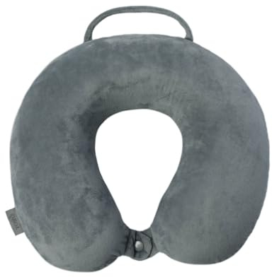 TOTTO - Almohada de Viaje para Cuello, Modelo Jet Pillow, Almohada de Cuello, Memory Foam, Adaptable, Textura Suave, Soporte Ergonómico, Broche para Asegurar la Almohada al Cuello, Estampado Monument