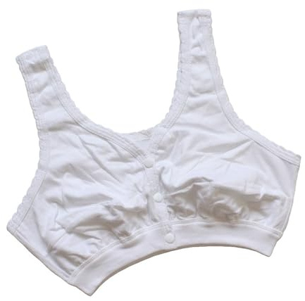 TOSOFT Sujetador Tipo Camiseta Con Cierre Frontal For Mujeres Mayores Sujetador Tipo Camiseta De Algodón Puro Cómodo Con Cierre A Presión Sin Aros For Uso Diario(White,XXXL/XXX-Large)