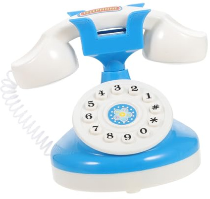 TOYANDONA Simulation Telephone Toy Home Appliance Educational Toy for Boys and Girls Fake Cartoon Phone Blue Intelligence for Toddlers