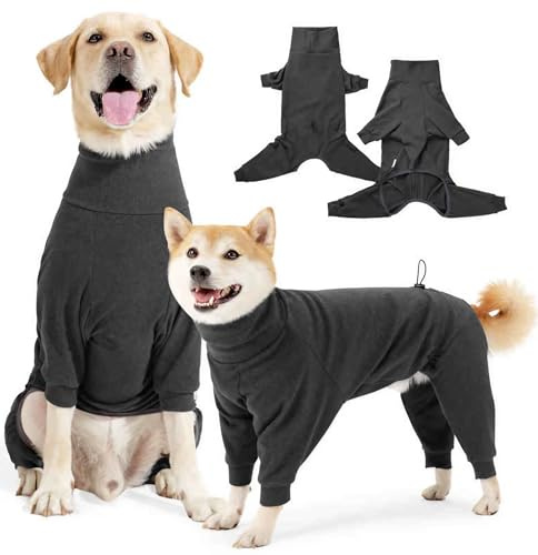 Hundemantel Winter mit Beinen & Fleece - Weicher Warmer Polyester für Kleine/Mittelgroße/Große Hunde, Vollständiger Schutz Drinnen/Draußen (Schnee- & Kältesicher)(Dark Grey,L)