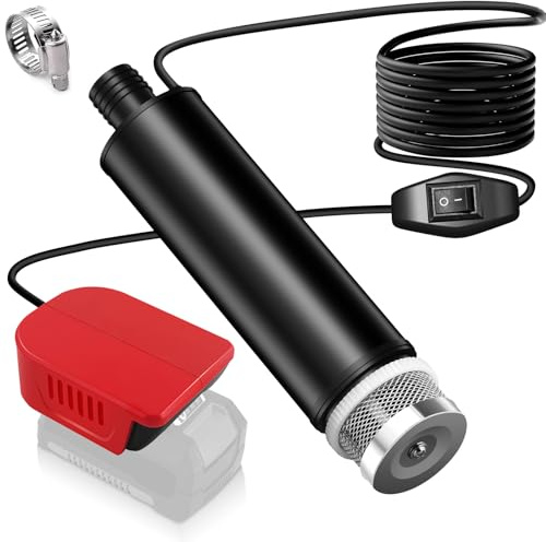 YNDZ Tauchpumpe kompatibel mit Einhell 18V Power X-Change Akku, mit 24V Umschaltung, 30 L/min, 120W, 4 m Kabellänge, rote Unterwasserpumpe für Garten Camping Pool Fischtank