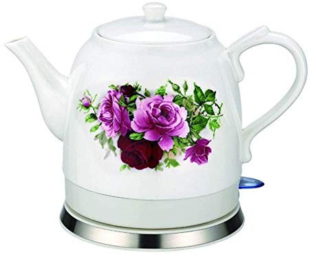 HIFRQVVC Bouilloire électrique en céramique Pot à Eau vinta Bouilloire sans Fil en céramique - Théière rétro 1,2 L, 1000 W - Rapide en Eau for thé, café, Soupe(B)