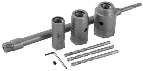 TOPWAY Core Drill Bit Set 30/40/50mm, 350mm SDS Plus Shank Hollow Concrete Wall Drill Cutter Bit, Concrete Cement Brick Masonry Tungsten Carbide Hole Saw Opener