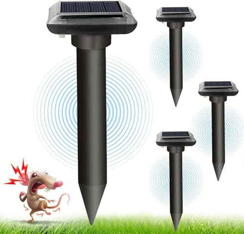 WUGEIN Ultrasonic Solar Maulwurfschreck, Wasserdicht Solar Maulwurfbekämpfung, Mole Repellent mit IP65, Wühlmausschreck Maulwurf Vertreiber für Den Garten