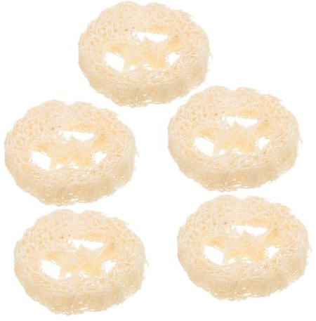 BIUDECO 5 Almohadillas de Lufa Natural Diseño Simple y Natural para Baño Soporte de Jabón y Fuerte Absorción de Agua Adecuado para Ducha y Exfoliación Corporal