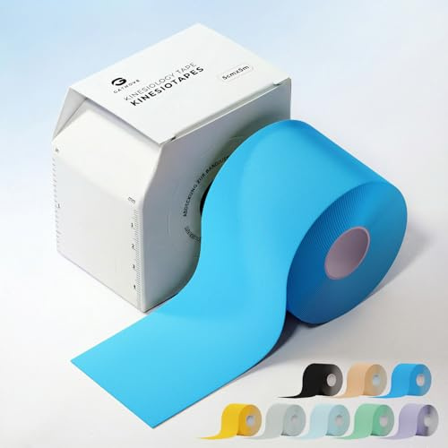 Cinta Kinesiológica, Kinesiotape 5m x 5cm 3 Rollos- Venda Neuromuscular Elástica, Impermeable y Transpirable - Alta Elasticidad Tape Vendaje Deportivo - Para Hombro, Rodilla, Espalda