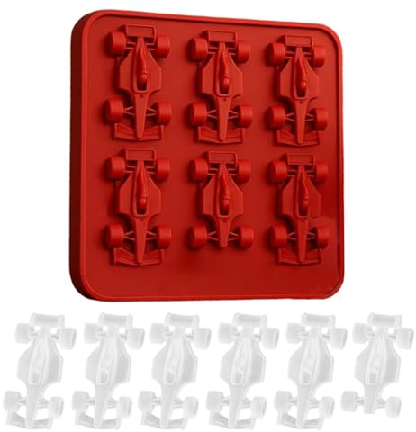 Senermter Molde De Cubitos De Hielo De Silicona | Moldes de Hielo de Silicona Para 6,Bandeja Para Hielos Forma de Coche de Carreras Para Whisky Vino Zumo Café Cerveza Bebidas