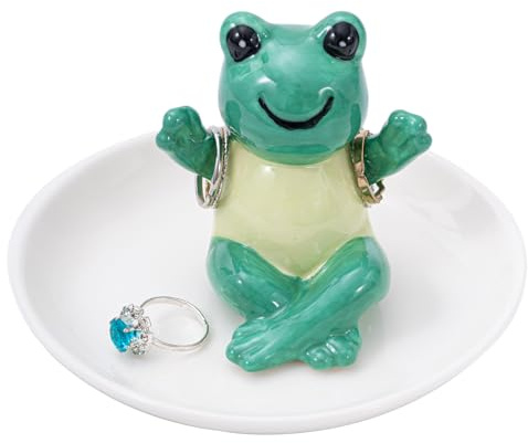 TAOJINJI Frog Ring Holder Ring Dish, Preppy Room Decor Ceramic Jewelry Holder, Wedding Christmas Birthday Gifts for Women
