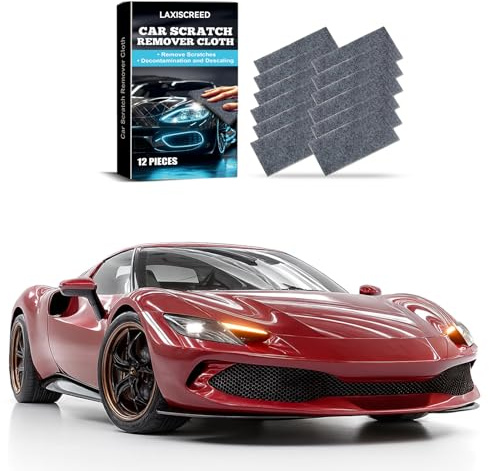 LAXISCREED 12 Pack Nano Sparkle Cloth for Car Scratches – Paint Scratch Remover Nano Magic Cloth, Repairs Light Marks, Water Spots & Oxidation – Safe on All Car Colours