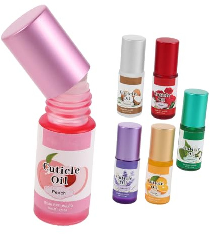 FIXOSHEE Aceite Esencial para Cutículas Roll-on 6 Piezas Fórmula Rápida Absorción Fortalecedor Uñas Cuidado Diario Manos Aplicador Bola Rodante Ingredientes Naturales