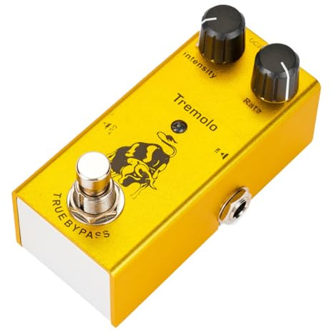 TOPBATHY Pedale Tremolo Dispositivo di Messa a Punto Fine per Chitarra Elettrica True Bypass Amplificatore a Valvola Classico Design Unico in Lega Gialla per Ragazzo Ragazza