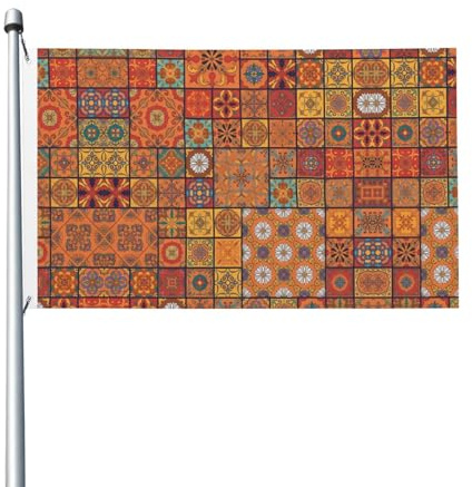 Drapeau festif double face 9,5 x 1,5 m Groupe de drapeau marocain imprimé géométrique avec œillets Convient pour la décoration de la maison et de l'extérieur