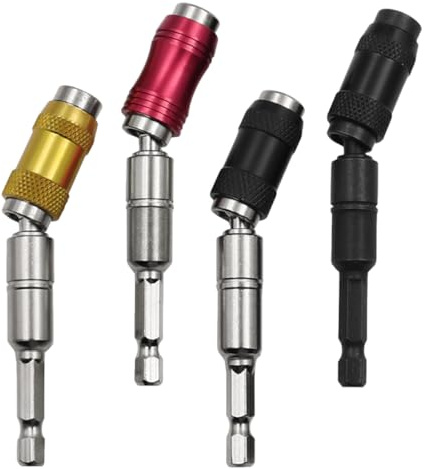 Hoement 4pcs Magnetic Knuckle Bit Extenders with Hex-Shank Connection Shafts Quick Release Pivoting Bit Tip Holders for Power Drills Screwdriver Adapters Extension Set for DIY and Repair