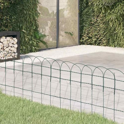 kithwjll Beetzaun pulverbeschichtetes Eisen grün 10 x 0,4 m Gartenkante Beeteinfassung Rasenkante Beetbegrenzung Mähkante für Gemüsebeet Blumenbeet Wegkante und Rasenbegrenzung