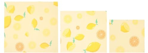 GOOHOCHY Chiffon à Cire d'abeille Réutilisable 3 Pièces en Coton Biologique | Conservation des Aliments, pour Pain et Confiseries, Usage Bureau, Couleur Jaune