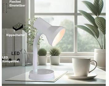 BRILLIANT lamp Lampe de table Junior blanc | 1x R80, E27, 40W, adapté aux lampes à réflecteur (non incluses) | Échelle A ++ à E | Avec interrupteur à bascule