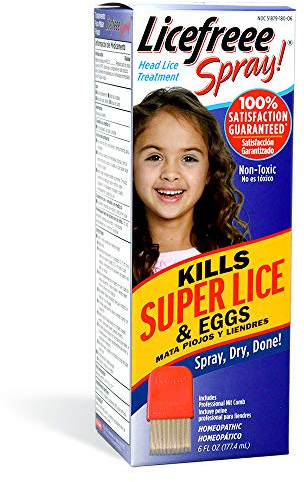 Licefreee Spray! Head Lice Treatment for Adults and Kids - Includes Professional Metal Nit and Lice Comb, 6 Fluid Ounce
