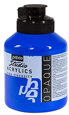 Pébéo Acrylics Acrylic Fine Studio Acrilici, Imitazione Blu Cobalto Opaco, 500 ml (Confezione da 1), 500 unità