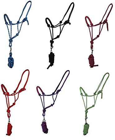 NETPROSHOP Knotenhalfter mit Führstrick für Bodenarbeit Auswahl Pony, Cob oder Full, Groesse:Full, Farbe:Dunkelrosa