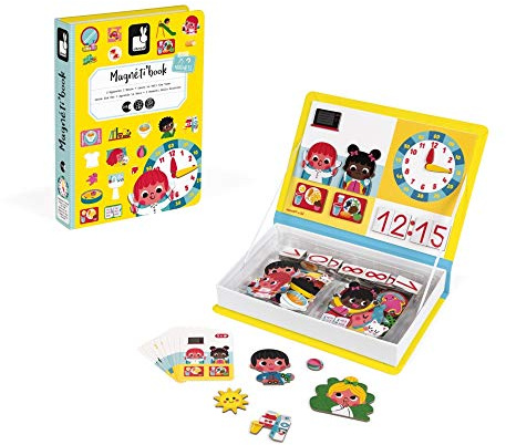 Janod - Magnéti' Book “Apprendo l’Ora”, Gioco Educativo Magnetico 50 Pezzi - Apprendimento Motricità Fine e Immaginazione - da 3 Anni in su, J02724