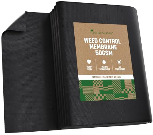 GardenGloss® 20m2 Unkrautvlies Gartenvlies gegen Unkraut – Unkrautfolie Wasserdurchlässig – Reißfestes Unkrautflies 50g/m2 – Hohe UV-Stabilisierung (10m x 2m, gefaltet)