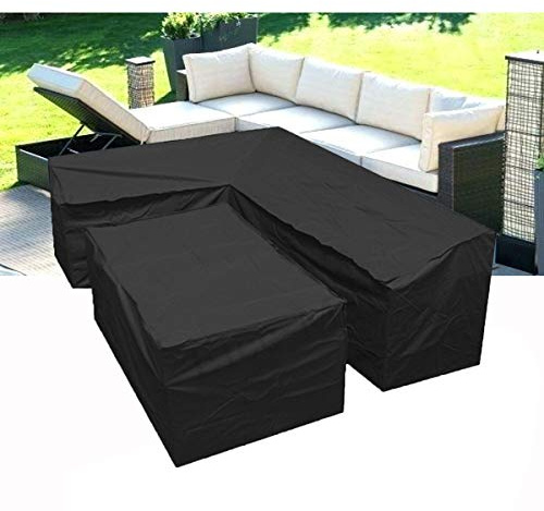 L-förmigen abdeckung lounge sofa - lounge abdeckung l-form mit Spannschnüren unten,210D abdeckplane für gartenmöbel L-Form schutzhüllen für gartenmöbel