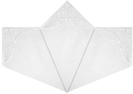 Damen-Taschentücher mit Schmetterlings-Spitzen-Ecken, 100 % Baumwolle, 29 x 29 cm, Weiß, 3 Stück Gr. Einheitsgröße, weiß