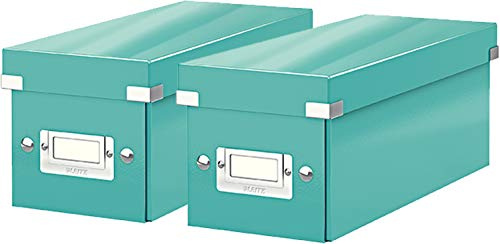 Leitz CD Aufbewahrungsbox, Eisblau, Mit Deckel, Click & Store, 60410051 (2er Pack)
