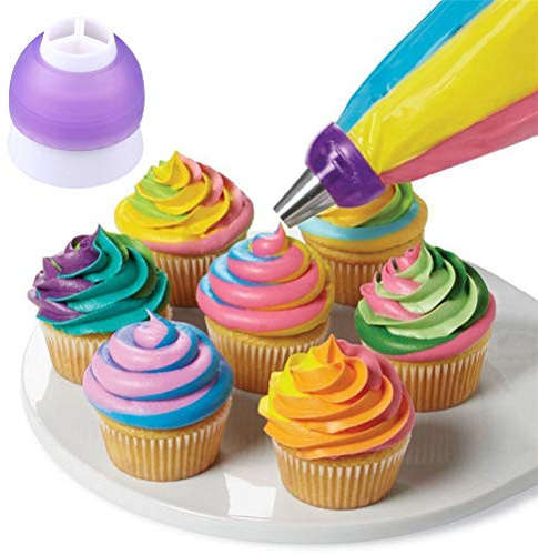 Calayu Spray Nozzle Professional Cake Decoration Spray Spouts Plastic Tri-Colour Cream Coupler Icing Bag Nozzle Cupcake Decoration Baking Tools