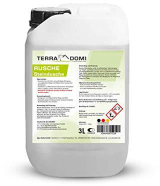 TerraDomi Rusche Steindusche, 3L Konzentrat, Steinreiniger für bis zu 1200 m², Reinigungsmittel für saubere Wege & Plätze, Wegerein, biologisch abbaubar
