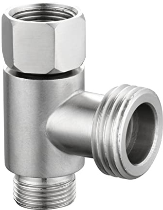 Tecmolog 3-way 3/8 and 1/2 3 Way Adapter Tee Connector Stainless Steel 3/8 Water Line T Fitting Brushed Nickel, 1 PCS, SBA020B